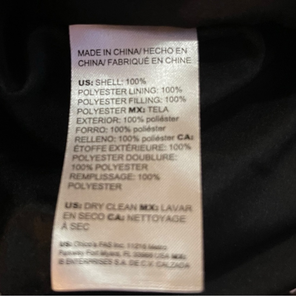 NWT CHICO’S $139 Black Polka-Dot Mandarin Collar Quilted Jacket 2 (Large 12/14) - Picture 10 of 16